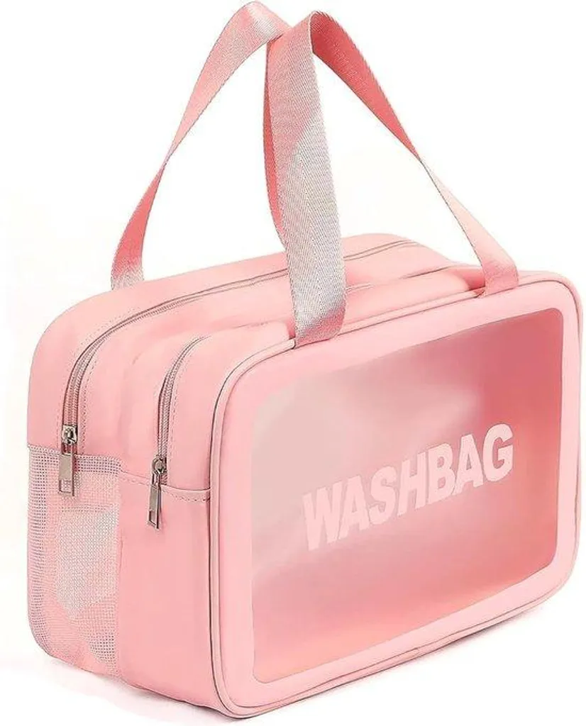Trousse de toilette étanche rouge avec large ouverture pour cosmétiques
