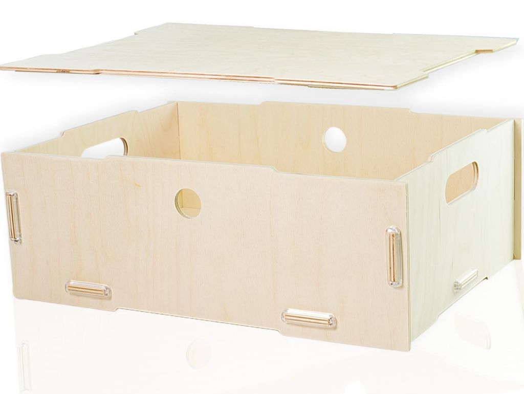 Stapelbare, tragbare Aufbewahrungsbox aus Holz mit Deckel (ca. 39 x 29 x 14 cm) – Aufbewahrungs- und Organisationsbox aus Holz – Holzbox mit Gr...