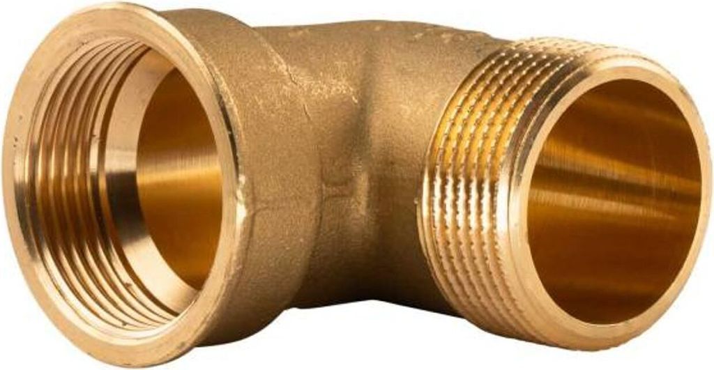 Messing Gewinde-Fitting 90° Winkel 1 1/4'IG - 1 1/4'AG (DN 32) - schwere Ausführung