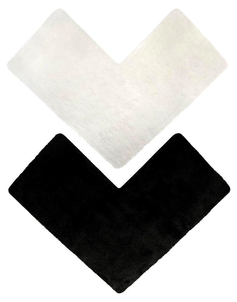 Eckige Duschmatte, ideal für eckige Duschkabinen. Flauschig, rutschfest und waschbar. Trocknergeeignet. Badematte mit Eckausschnitt 50 x 100 x 100...