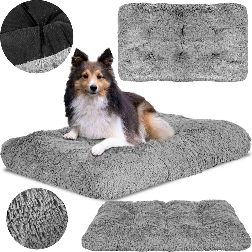 Panier pour chien Shaggy ultra doux 80x60 cm avec oreiller intégré gris