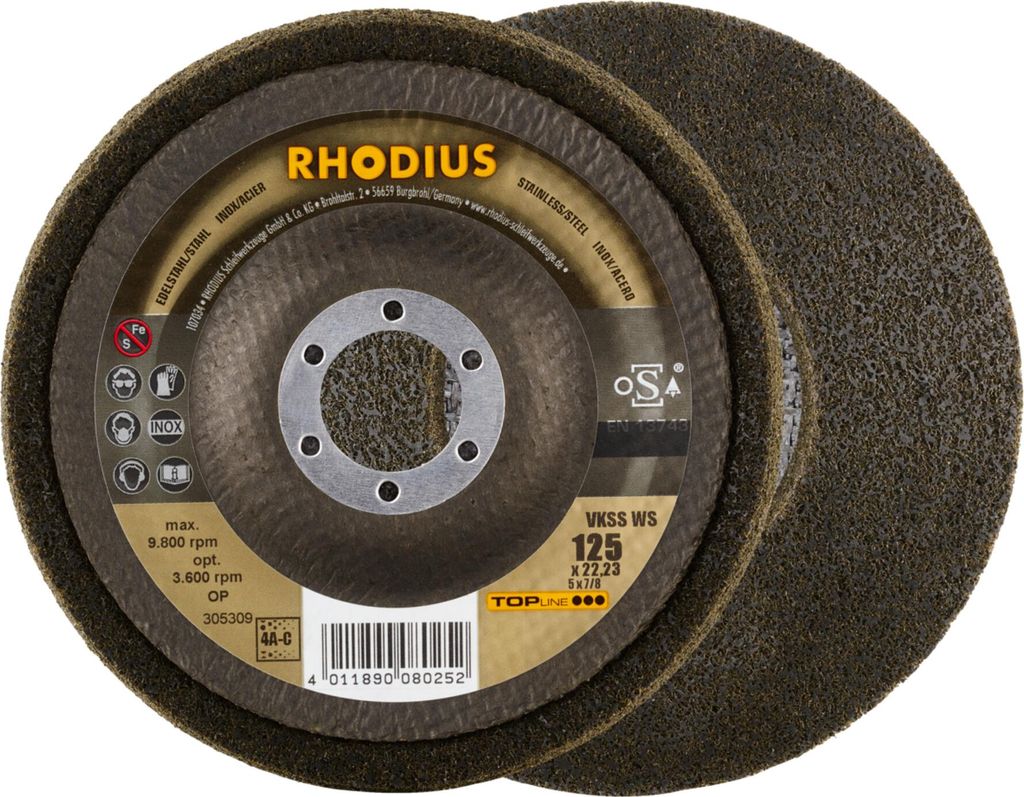 RHODIUS TOPline VKSS WS Vlieskompaktscheibe 125 x 22,23 mm 4A-coarse 2 Stk