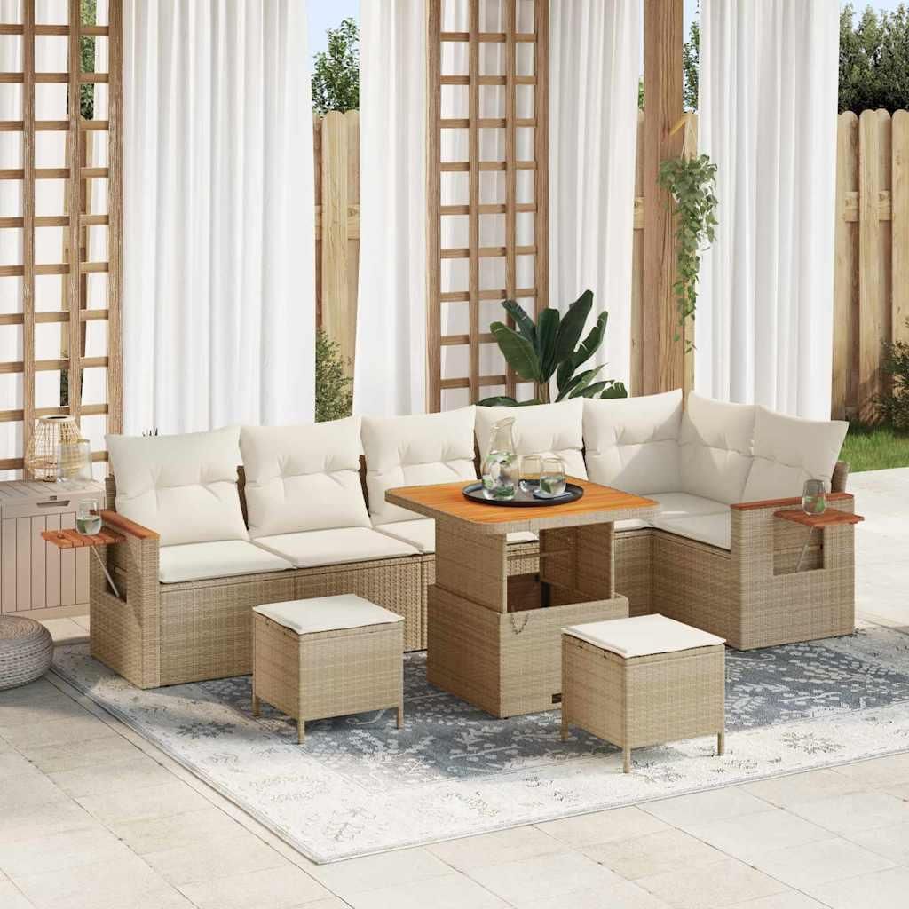 "2026 Promotion" Garten-Sofa-Set mit Kissen - mit Speicher Beige Poly Rattan - Gartensofas CC19804