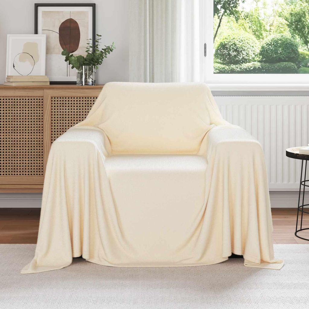 "Schlussverkauf" Fleece-Decke - Überwurfdecke - Vielseitige Anwendung - Creme 210x140 cm Fleece C8781