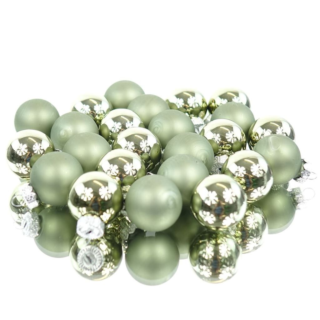 Weihnachts-Micro-Kugeln Rosemary grün Ø 2,5 cm aus Glas - 24er Set