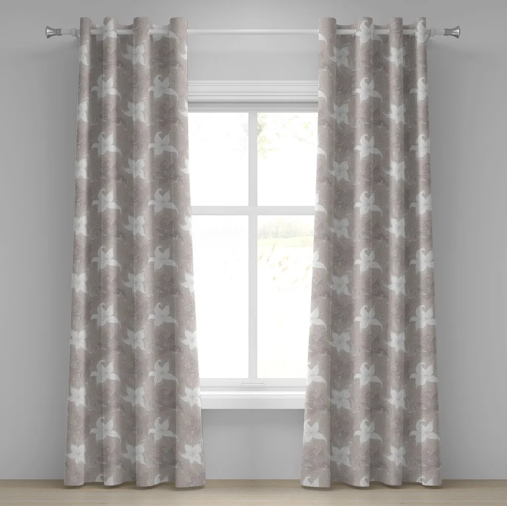 Rideau Anti-Regard Taupe et Blanc 280x175 cm pour Fenêtre et Intimité