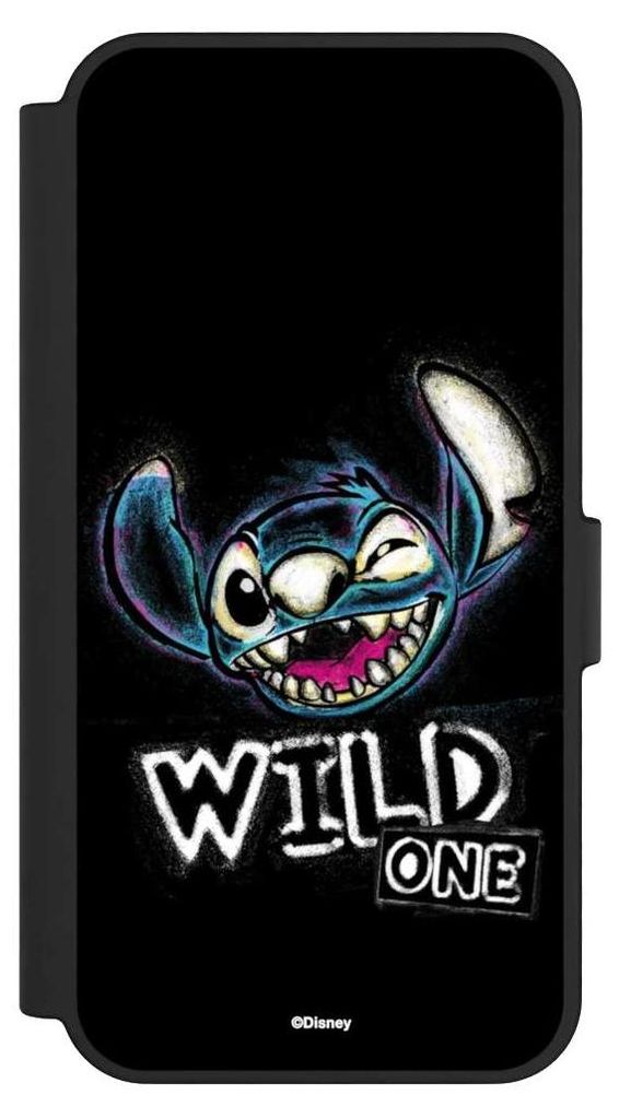 NIVOCASE Klapphülle für Samsung Galaxy S24 FE 5G Handyhülle aus Kunst Leder NIVOflip schwarz Disney Offizielles Lizenzprodukt Lilo & Stitch