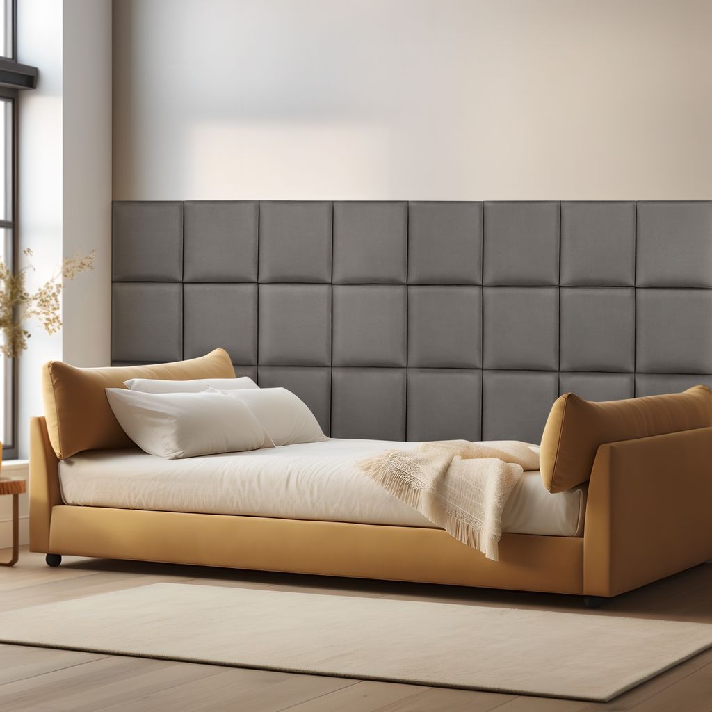 Wandkissen ‘Carpino’ Polsterpaneel 4er Set Samt 30 x 30 cm Dunkelgrau