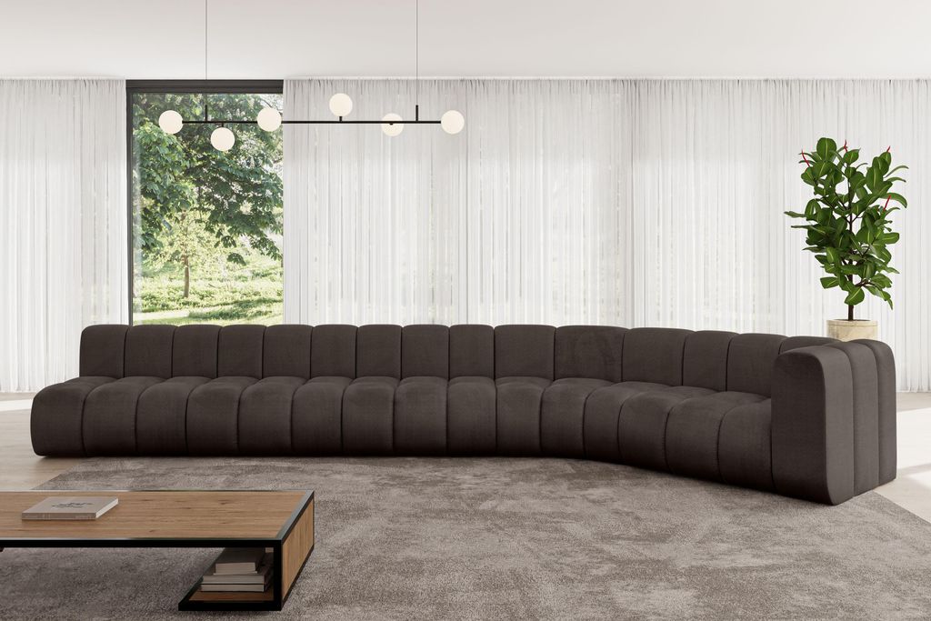 ALTDECOR Modulares Sofa Ecksofa in L-Form - Karex-L3 - 490x194x70 cm Braun - Corner modular Sofa Eckcouch Couch Wohnlandschaft Cauchsofa Bodensofa ...
