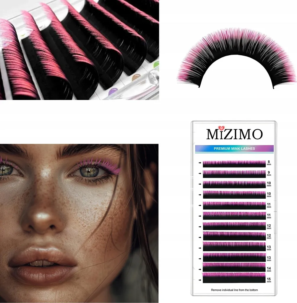 Lussuose Extension Ciglia Ombre Nero-Pink D-Curl | 8-15mm Premium