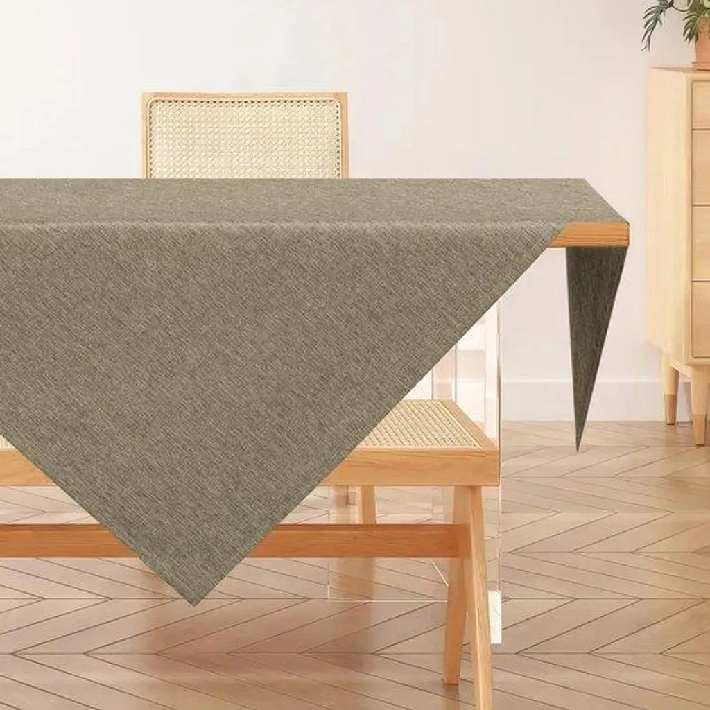 Nappe aspect lin marron 100x100 cm imperméable effet lotus par AooHome