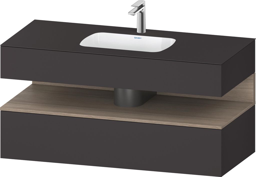 Duravit Collection One Einbauwaschtisch mit Konsolenwaschtischunterbau, 1200x550x600mm, Nische Eiche Terra, QA4787035800010