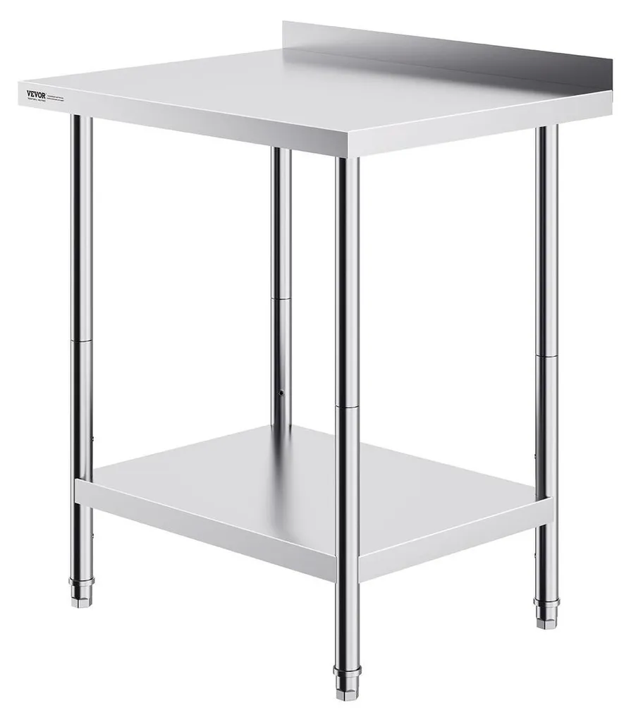 Table de préparation culinaire professionnelle en inox robuste 61 x 76 cm