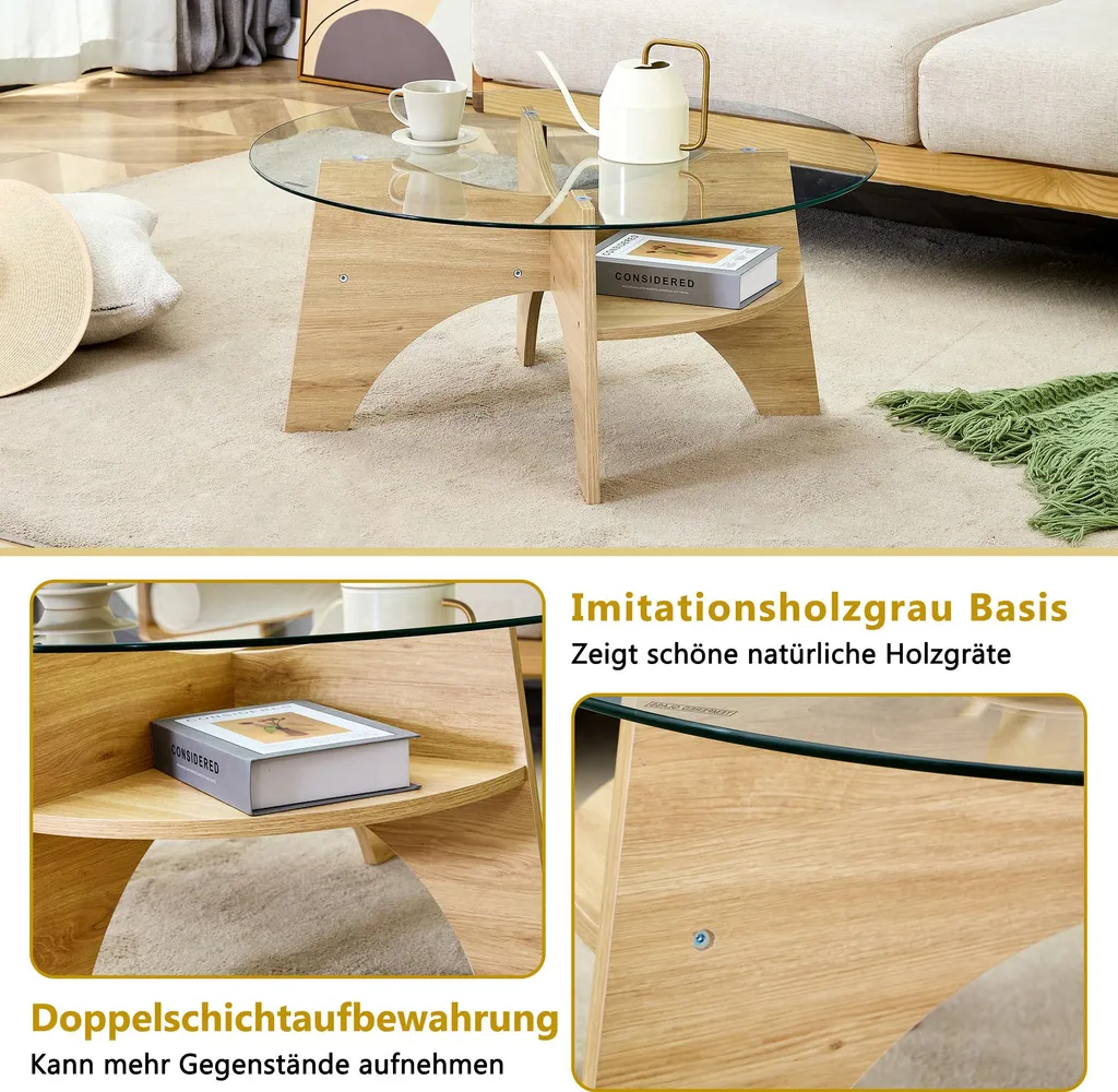 Table d’appoint stable en verre sécurit pour petits salons