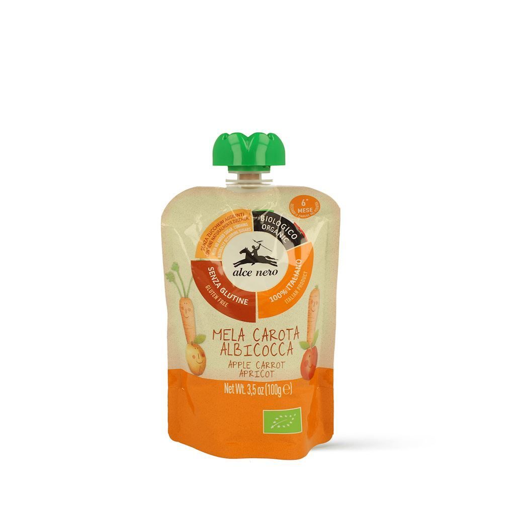 APFEL-KAROTTEN-APRIKOSEN-MOUSSE OHNE ZUCKERZUSATZ, GLUTENFREI AB 6 MONATEN100 g - ALCE NERO