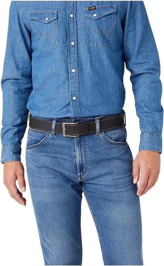 Wrangler Cintura Cucita Nero 105 cm Uomo - Pelle Vera per Jeans