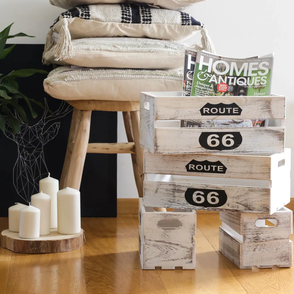 Boîtes en Bois de Paulownia Gris : Set de 4 Paniers de Rangement Deco