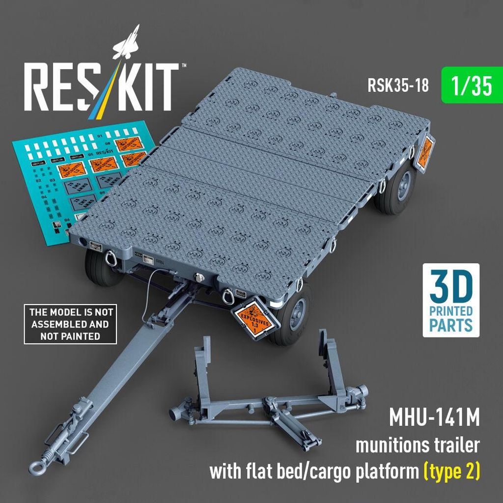 ResKit RSK35-0018 - 1:35 MHU-141M munitions trailer with flat bed/cargo platform (type 2) (3D Printed model kit)