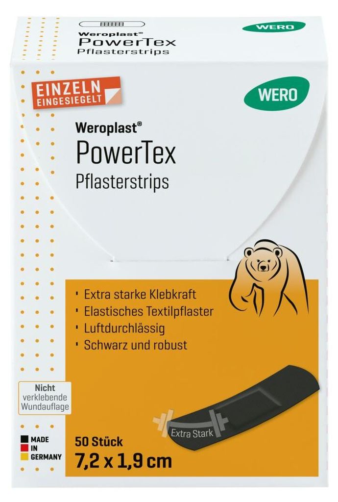 Weroplast PowerTex Pflasterstrips 7,2 x 1,9 cm, 50 Stk/Pkg Produktbild 