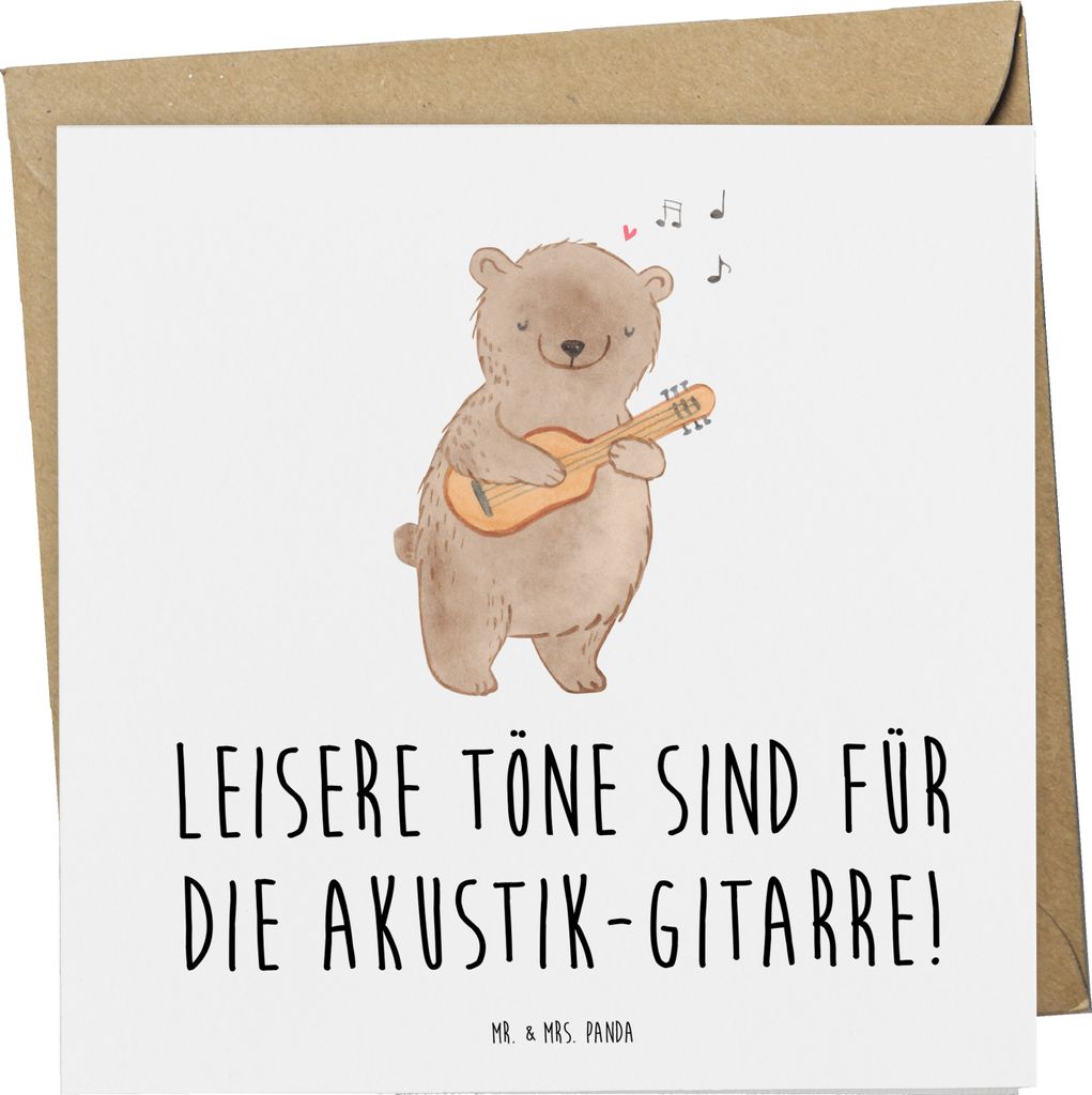 Mr. & Mrs. Panda Klappkarte Akustik-Gitarre Magie - Weiß - Geschenk, elektrische Gitarre, Lautstärke, Grußkarte, Ton, Popmusik, Instrument, dopp...
