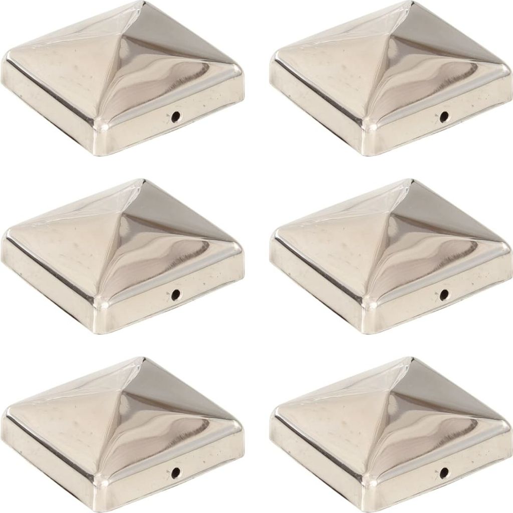 Pfostenkappen 6 Stk. Pyramide Edelstahl 71 x 71 mm