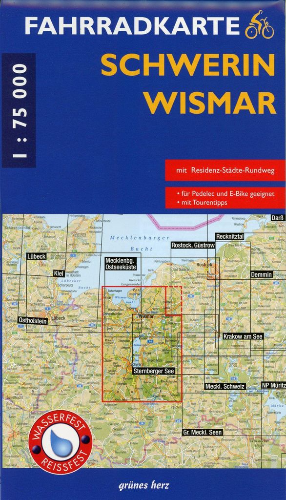 Fahrradkarte Schwerin - Wismar 1:75.000
