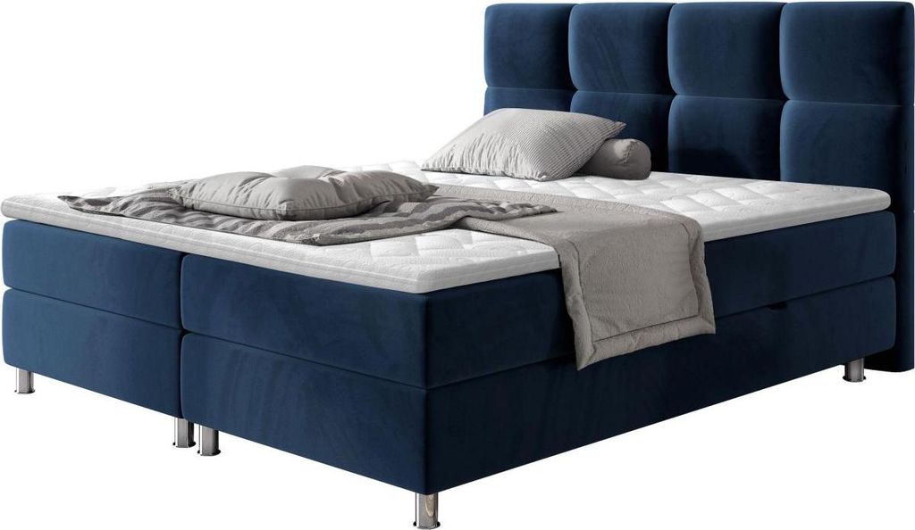 MIRJAN24 Boxspringbett Dave, Stilvoll Doppelbett mit zwei Bettkästen, Matratze und Topper (Farbe: Fresh 11, Größe: 140x200 cm)