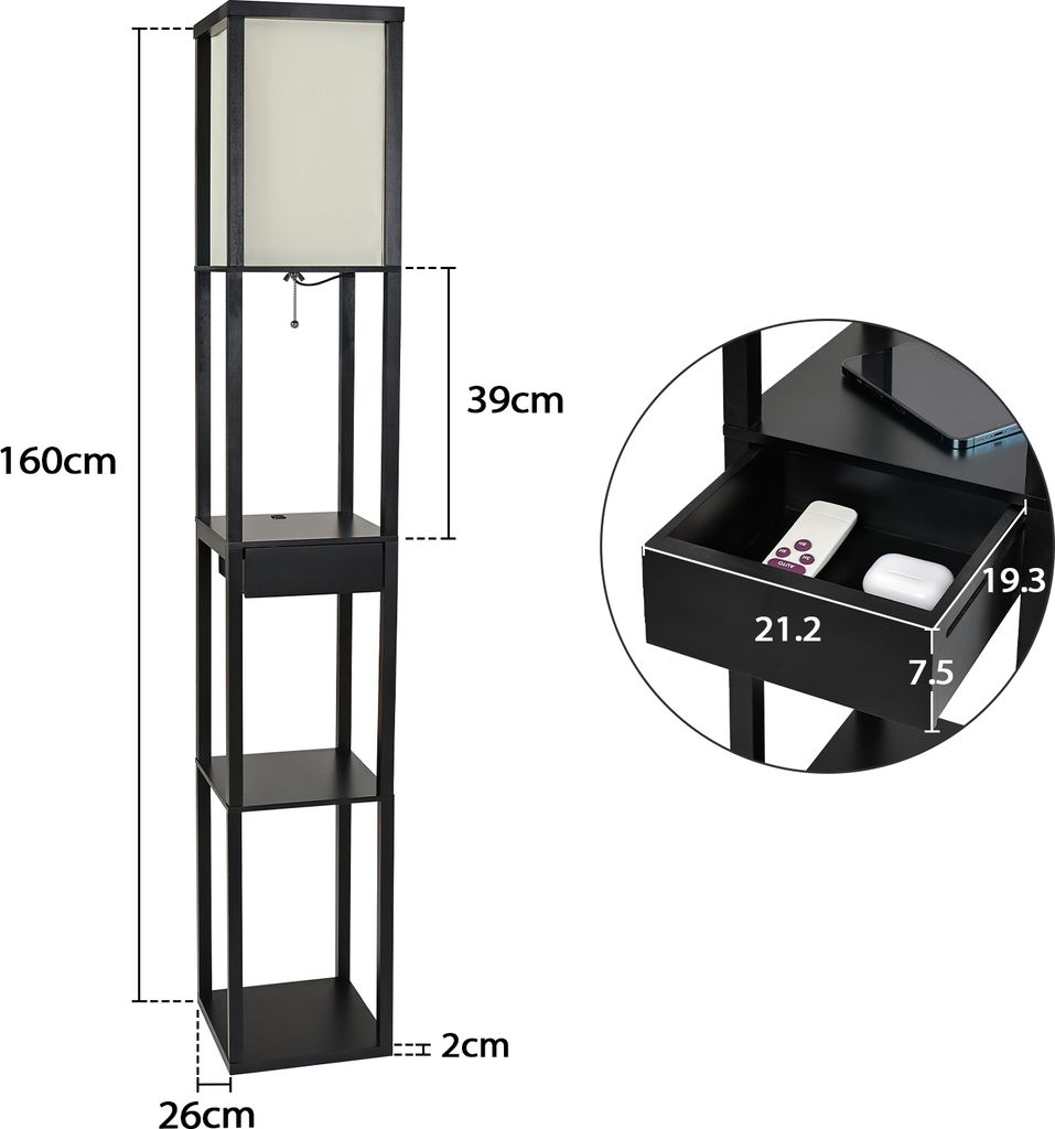 Puluomis 3 Ebene Stehlampe Stehleuchte Bodenlampe 160cm E27 Produktbild 5