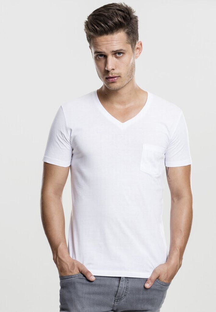 Urban Classics - POCKET V-Neck Shirt biały - S Zdjęcie produktu 