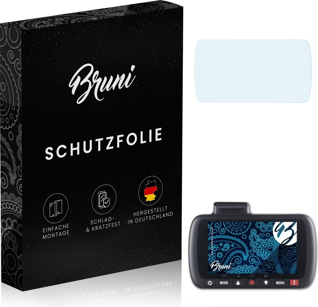 Bruni Basics-Clear 2x Schutzfolie kompatibel mit Nextbase 212 Lite Folie