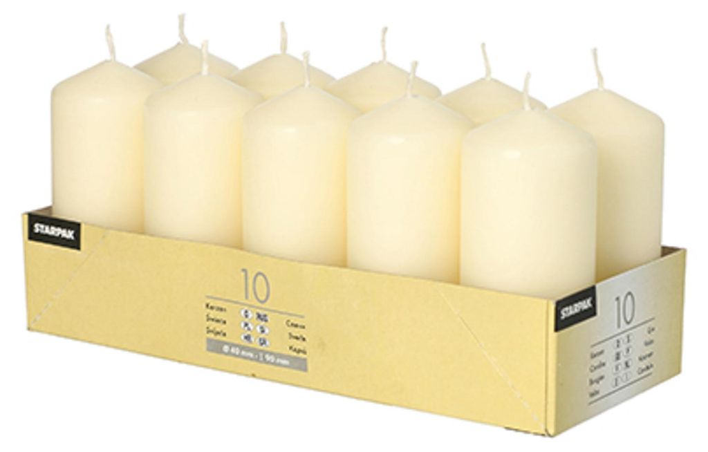 10 stĺpikových sviečok Ø 40 mm - 90 mm krémová Obrázok produktu 