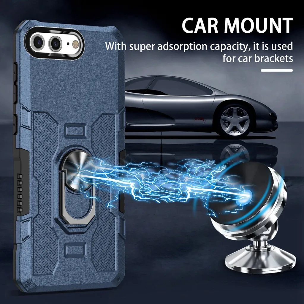 Custodia Rugged iPhone 8 Plus Blu - Protezione 360° con Ring - 3