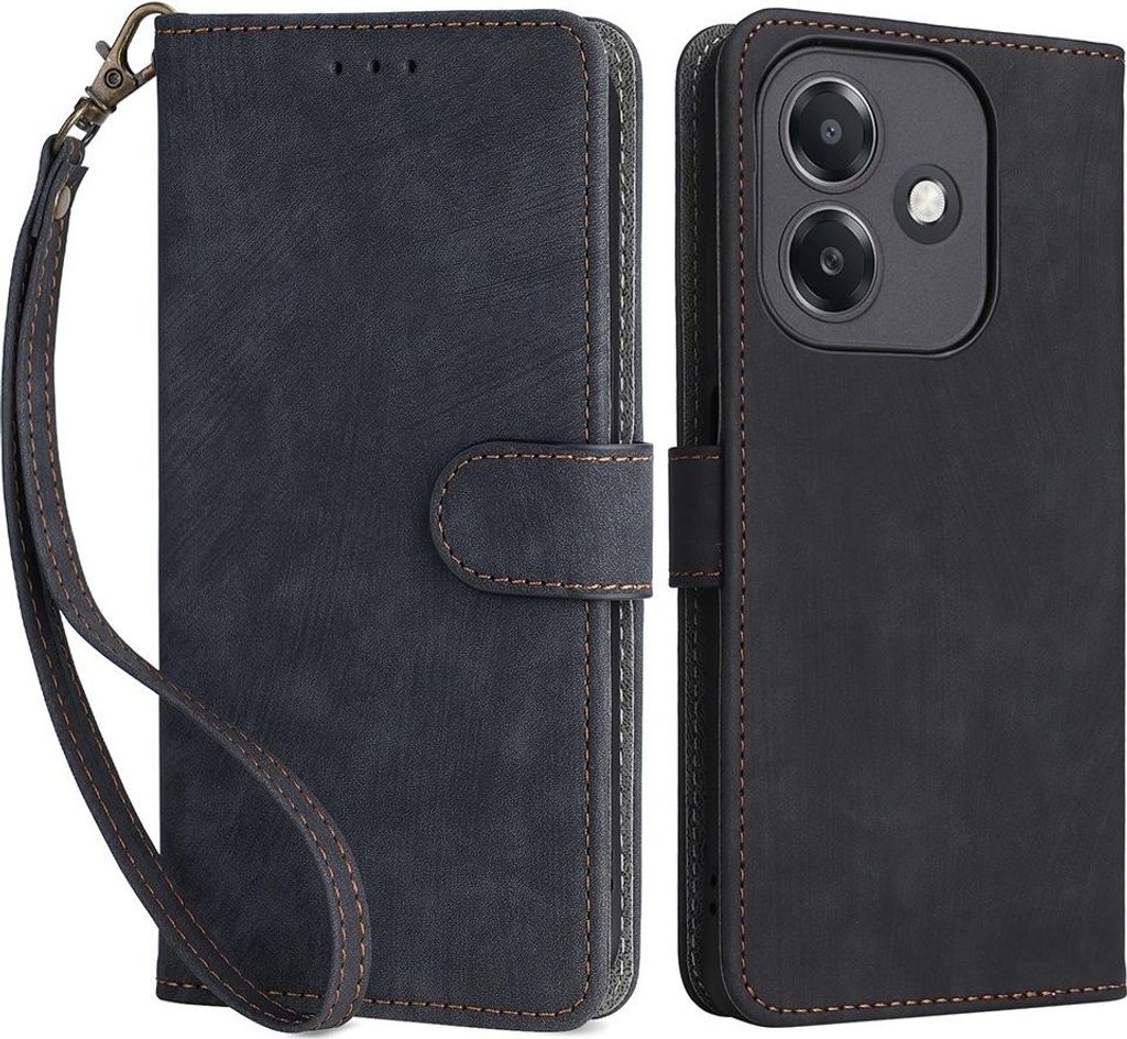 OPPO A40 / A40m / A60 5G Hülle - Coverup Klapphülle mit Schlüsselband - Schwarz