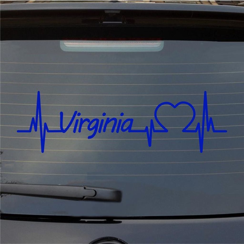 Heckscheibenaufkleber Virginia Herzschlag Puls Staat USA Liebe 55x16 cm Dunkelblau Auto Aufkleber Sticker