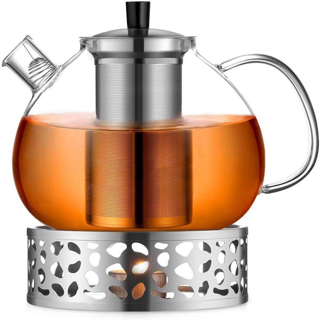 Teiera in vetro da 2000 ml con sottobicchiere, realizzata Immagine del prodotto 