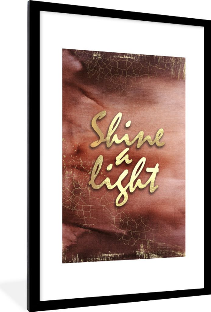 MuchoWow Gerahmtes Poster Zitate - Hell - Gold - Braun 60x90 cm - Poster mit Schwarzem Bilderrahmen Wandposter Rahmen Foto Bilder - Dekoration - ...