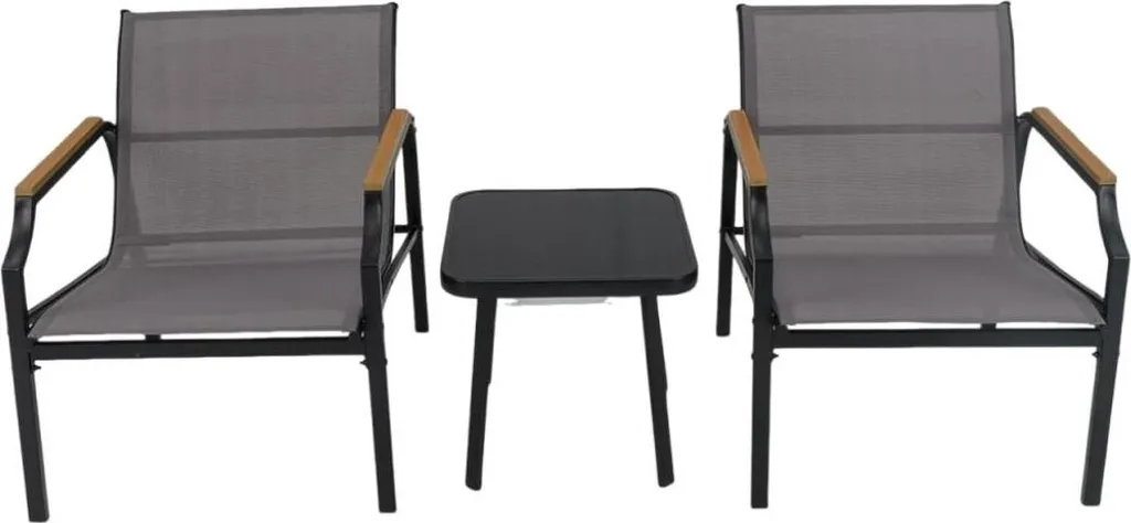 Ensemble de patio 3 pièces en métal avec table et chaises de jardin