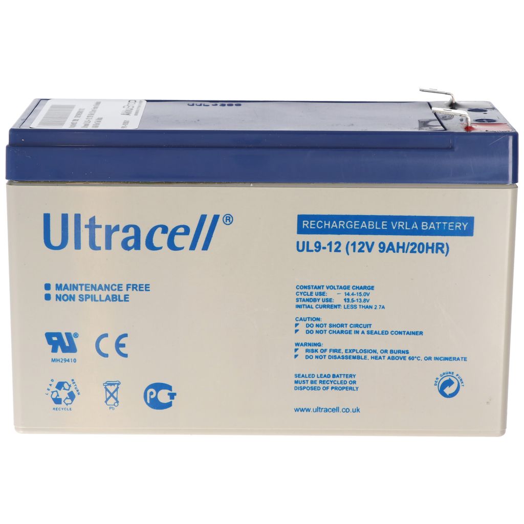 Ultracell UL9-12 12V 9Ah 6,3 mm Faston olovená batéria AGM Obrázok produktu 