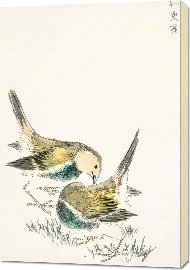 Quadro 70x100 cm Great Tit 3 Kashu Giapponese Vintage Salotto - Offerta