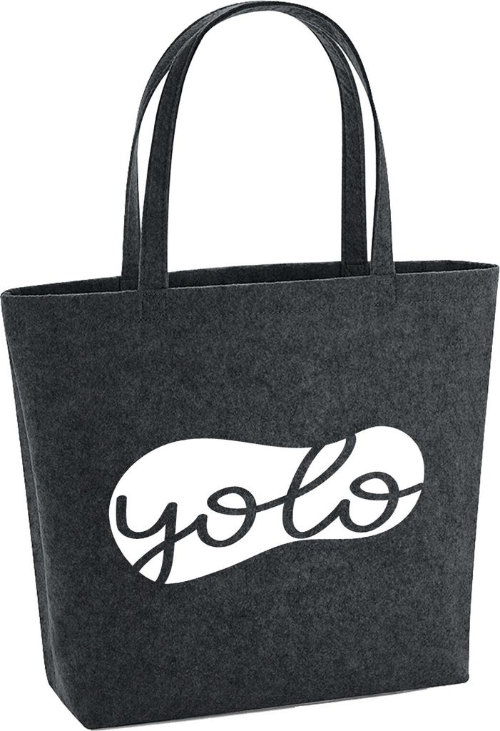 Huuraa Filzshopper YOLO you only live once 22 Liter Charcoal Melange Filztasche Geschenkidee