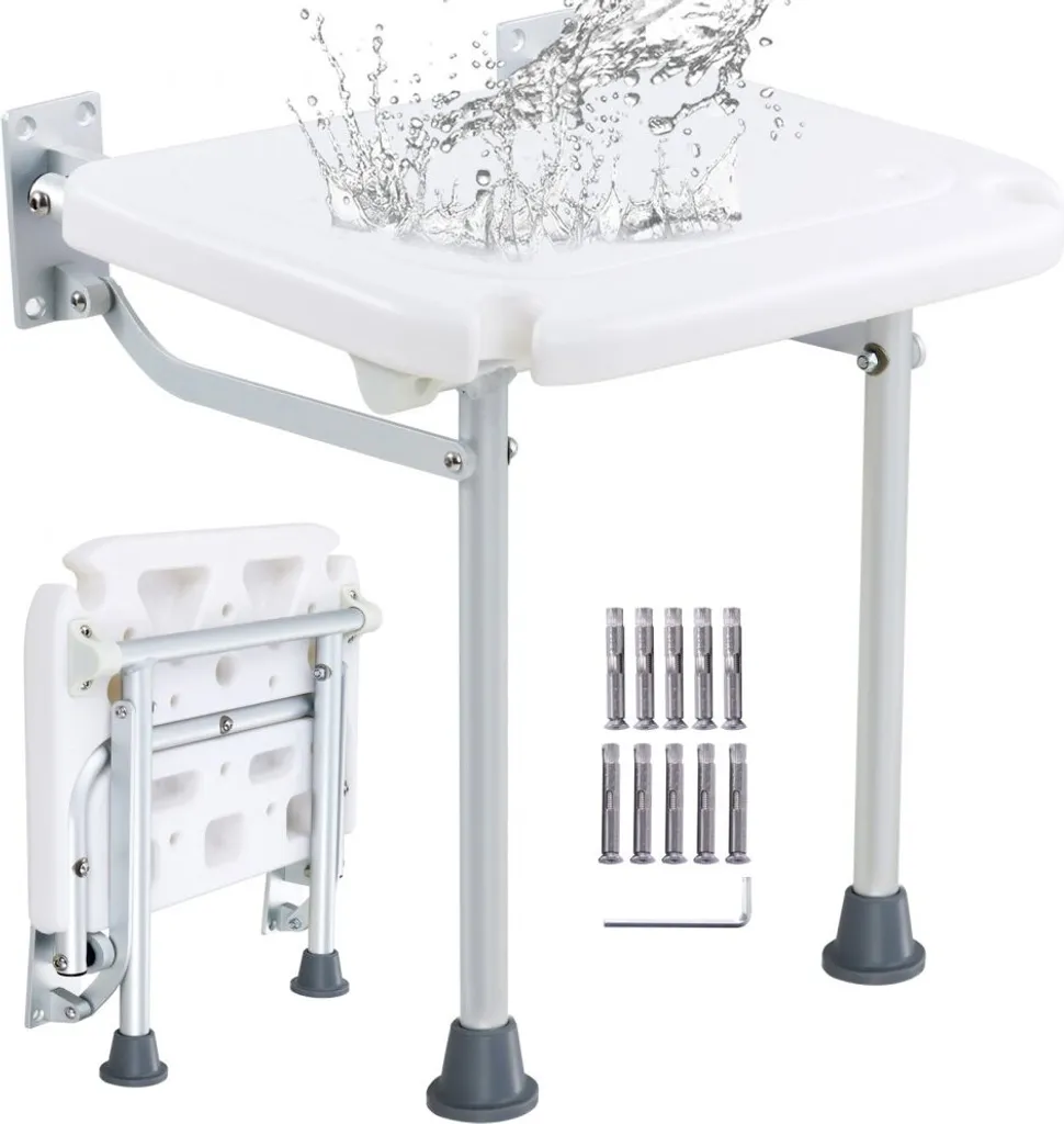 Chaise de douche haute qualité en PE - Siège mural pliable 500 lbs