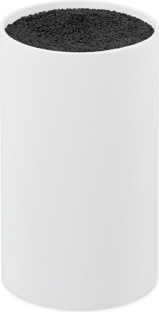 Relaxdays Messerblock unbestückt mit Borsten, ohne Messer, für 8 Messer aller Art, Messerhalter HD 18x11cm, weiß-schwarz