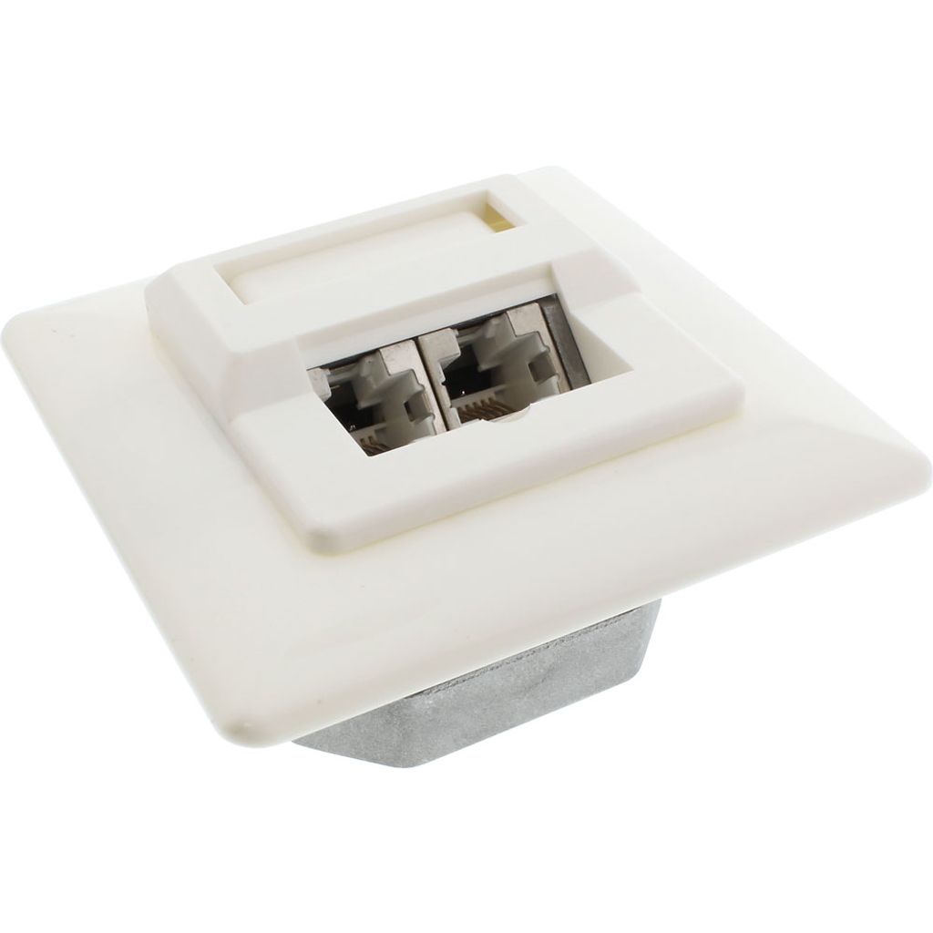 InLine Cat.5e Anschlussdose, UP 2x RJ45 Buchse, RAL9010, weiß