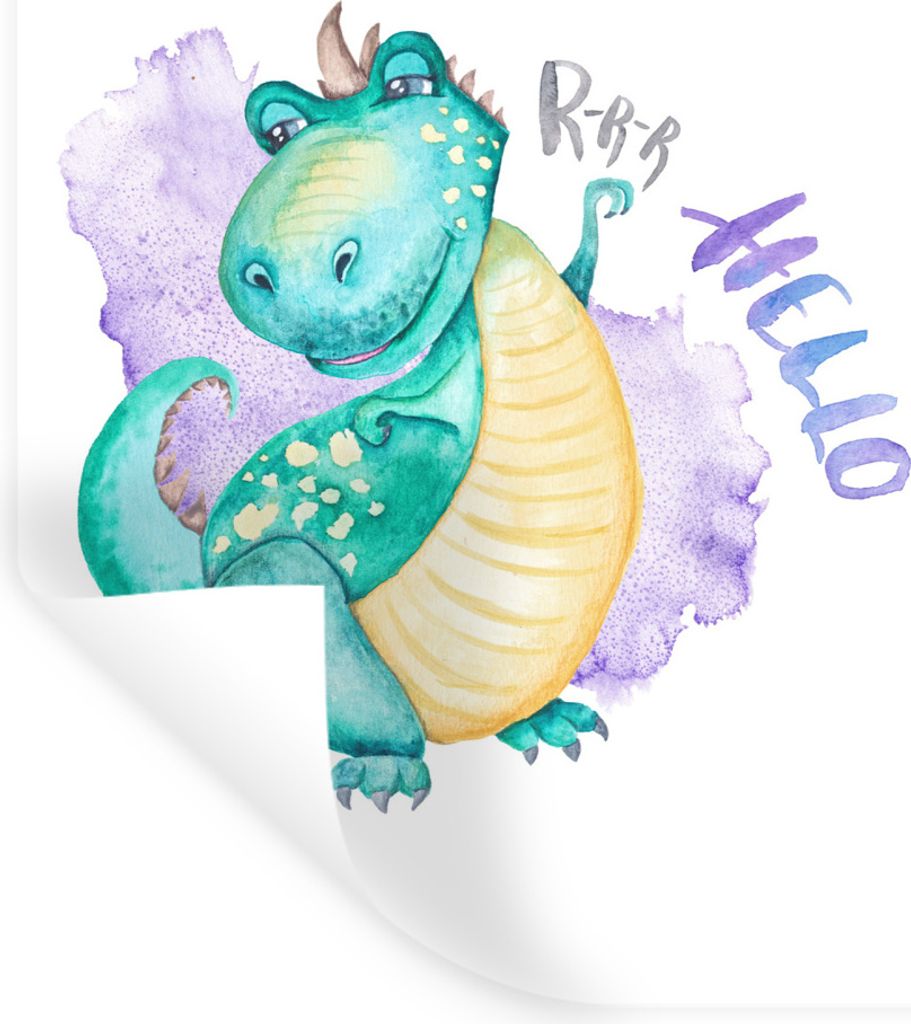MuchoWow Wandtattoo Wandsticker Wandaufkleber Kinderzimmer - Dinosaurier - Weiß - Jungen - Mädchen - Kinder 40x60 cm Selbstklebend und Repositi...