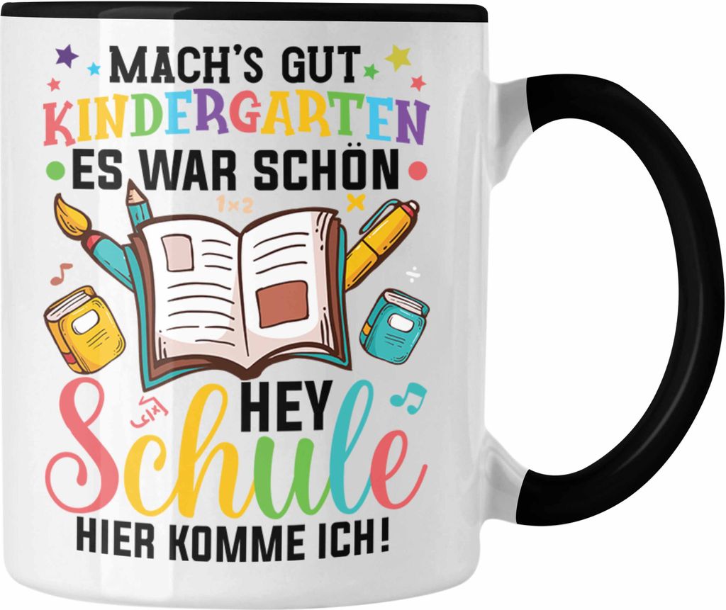 Trendation - Tschüss Kinderkarten Hallo Grundschule Tasse Produktbild 
