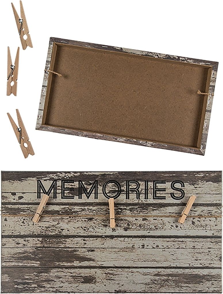 Memoboard Memotafel Wand-Schild Vintage MEMORIES Retro Holz Leinen Bilder Memos