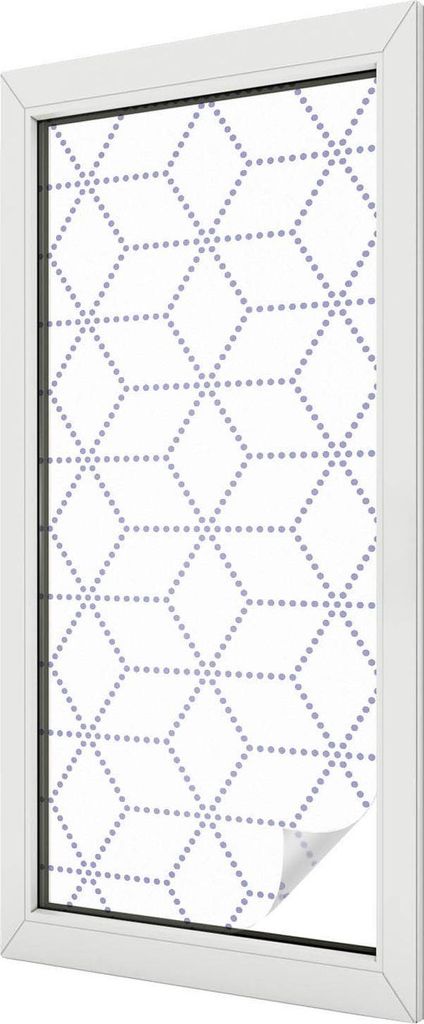 Buntglas Fensterfolie – 116x50 cm – Stained-Glass Design – blickdichte dekorative Sichtschutzfolie – selbstklebend, UV-Schutz – Lila Rauten