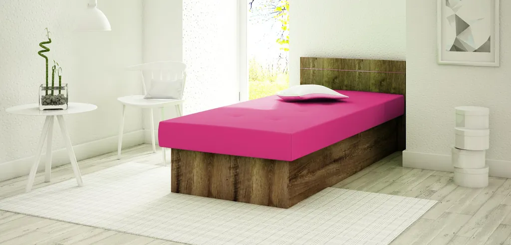 KIER FURNITURE Berta BIS Canapé Lit Simple Cendres Sombres et Rose