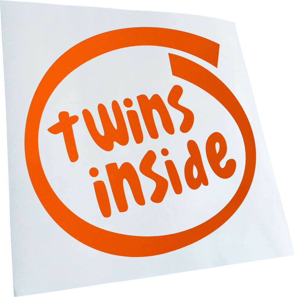 Kiwistar - Autoaufkleber - orange - 30 x 30 cm - Twins Inside - Heckscheibenaufkleber - Aufkleber für Auto Kfz Fahrrad, LKW, Truck Mofa