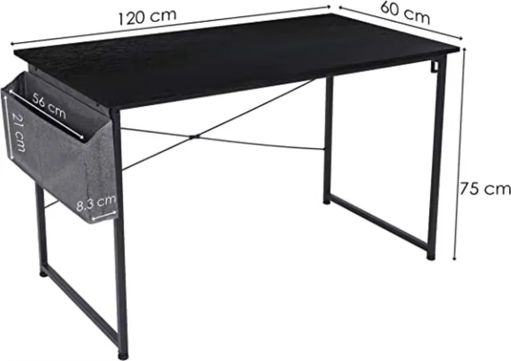 Table de bureau multimédia Nero 120cm noire avec niche de rangement PC - 2